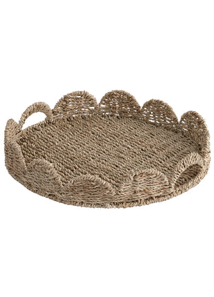 Wicker Scalloped Tray for Decorative & Organizing