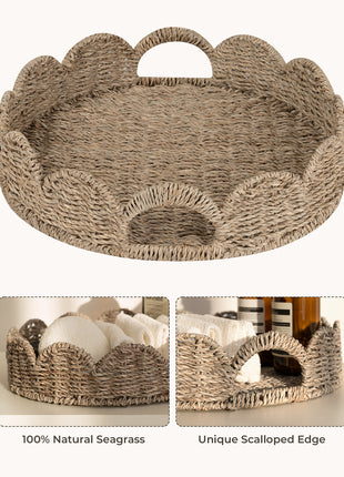 Wicker Scalloped Tray for Decorative & Organizing