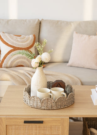 Wicker Scalloped Tray for Decorative & Organizing