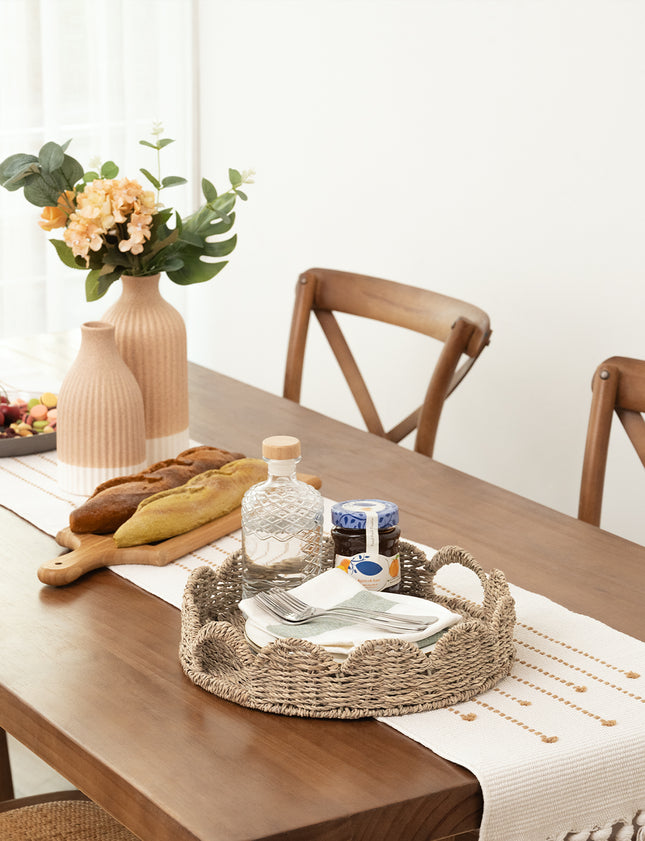 Wicker Scalloped Tray for Decorative & Organizing