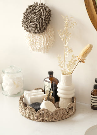 Wicker Scalloped Tray for Decorative & Organizing