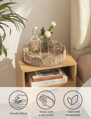 Seagrass Scalloped Tray for Decorative & Organizing, Round