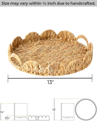 Wicker Scalloped Tray for Decorative & Organizing