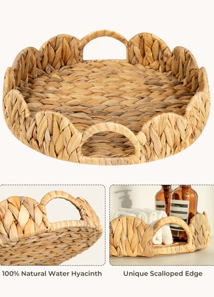 Wicker Scalloped Tray for Decorative & Organizing