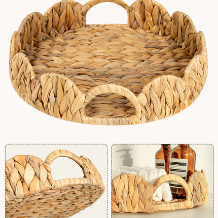 StorageWorks Wicker Scalloped Tray for Decorative & Organizing