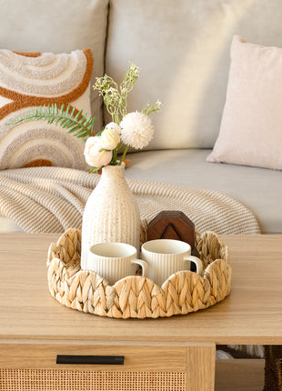 Wicker Scalloped Tray for Decorative & Organizing