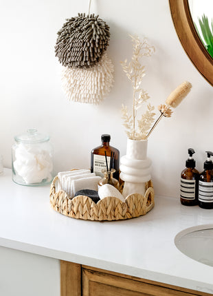 Wicker Scalloped Tray for Decorative & Organizing
