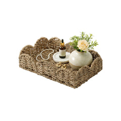 Seagrass Scalloped Tray with Handles, Rectangular