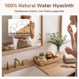 Water Hyacinth Scalloped Tray for Decorative Organizing, Square