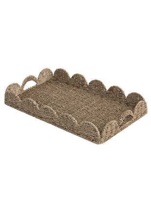 Wicker Scalloped Tray for Decorative & Organizing