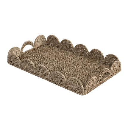 StorageWorks Wicker Scalloped Tray for Decorative & Organizing