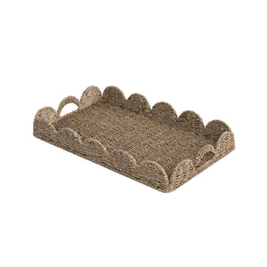 Seagrass Scalloped Tray for Decorative & Organizing, Square