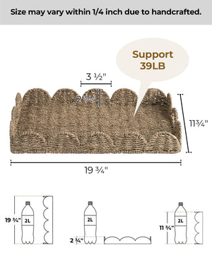 Seagrass Scalloped Tray for Decorative & Organizing, Square