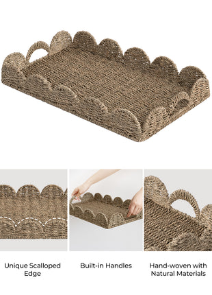 Wicker Scalloped Tray for Decorative & Organizing