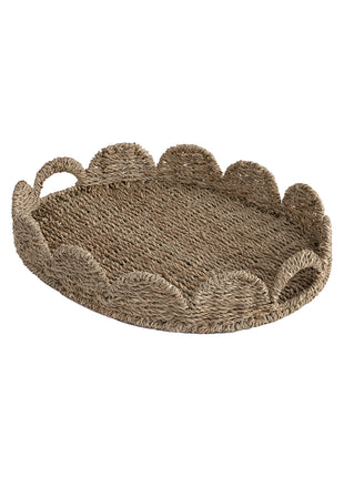 Wicker Scalloped Tray for Decorative & Organizing