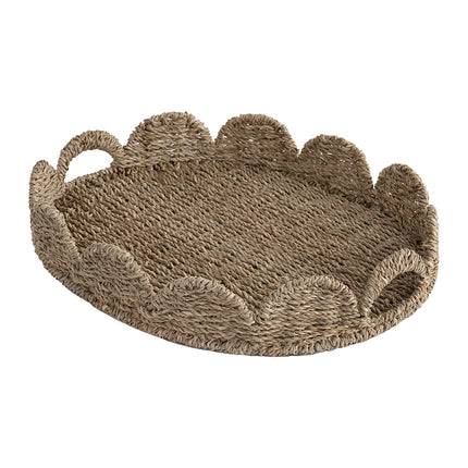 StorageWorks Wicker Scalloped Tray for Decorative & Organizing