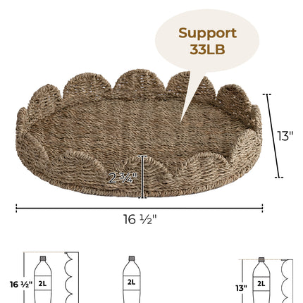 StorageWorks Wicker Scalloped Tray for Decorative & Organizing