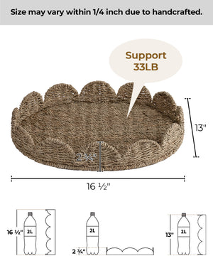 Seagrass Scalloped Tray for Decorative & Organizing, Round