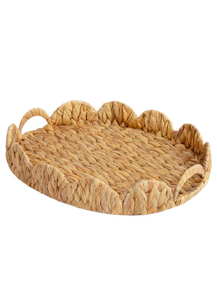 Wicker Scalloped Tray for Decorative & Organizing