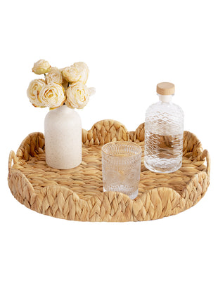 Wicker Scalloped Tray for Decorative & Organizing