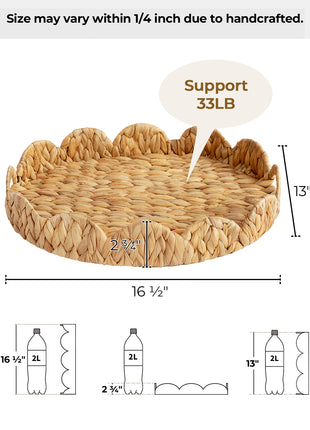 Wicker Scalloped Tray for Decorative & Organizing