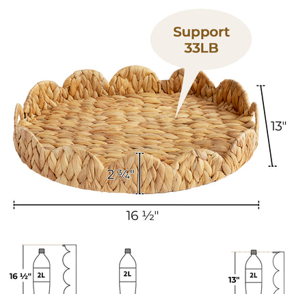 StorageWorks Wicker Scalloped Tray for Decorative & Organizing