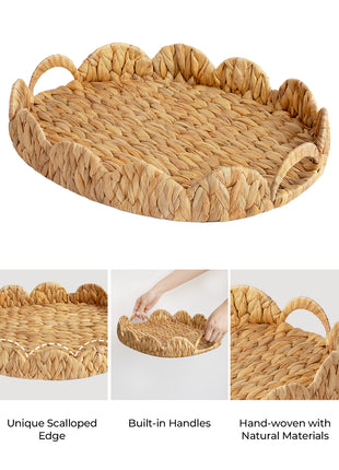 Wicker Scalloped Tray for Decorative & Organizing