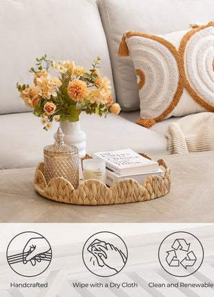 Wicker Scalloped Tray for Decorative & Organizing