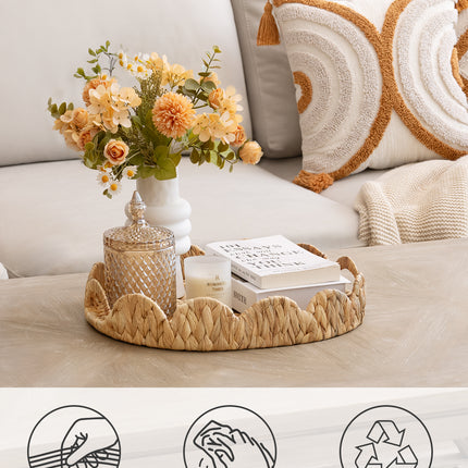 StorageWorks Wicker Scalloped Tray for Decorative & Organizing