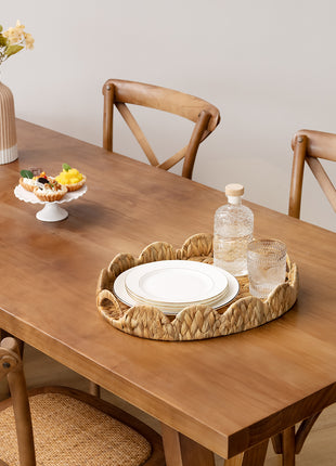 Wicker Scalloped Tray for Decorative & Organizing