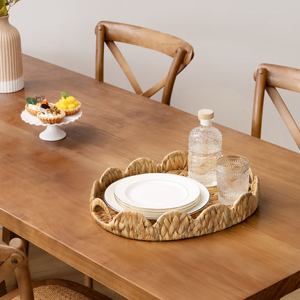 StorageWorks Wicker Scalloped Tray for Decorative & Organizing