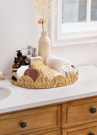 Wicker Scalloped Tray for Decorative & Organizing