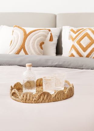 Wicker Scalloped Tray for Decorative & Organizing