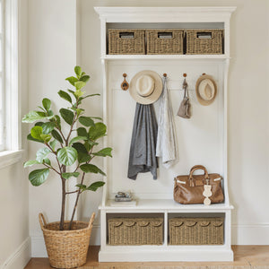 Scalloped Edge Wicker Basket with Lid, Seagrass