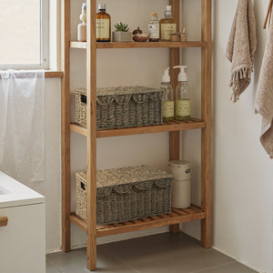 Scalloped Edge Wicker Basket with Lid, Seagrass