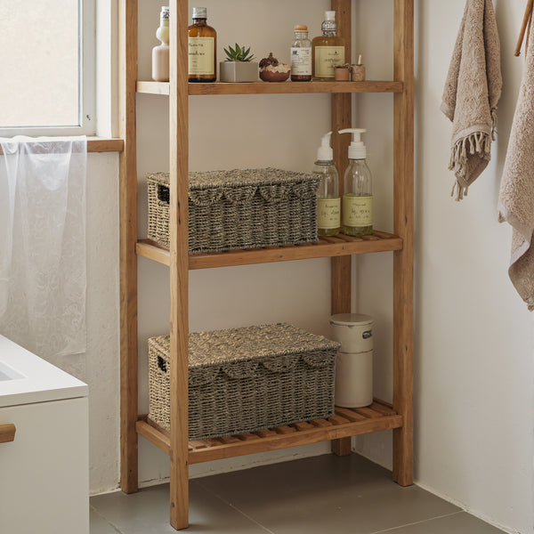 Scalloped Edge Wicker Basket with Lid, Seagrass
