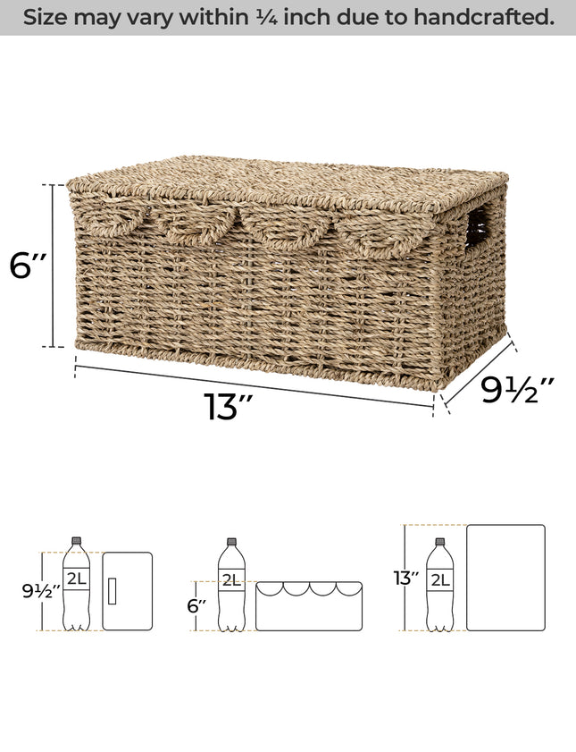 StorageWorks Scalloped Edge Wicker Basket with Lid