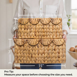 Scalloped Edge Wicker Basket with Lid, Water Hyacinth