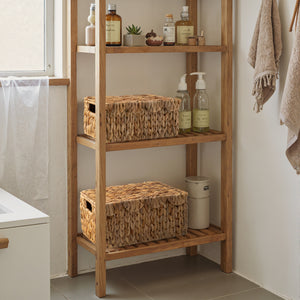 Scalloped Edge Wicker Basket with Lid, Water Hyacinth