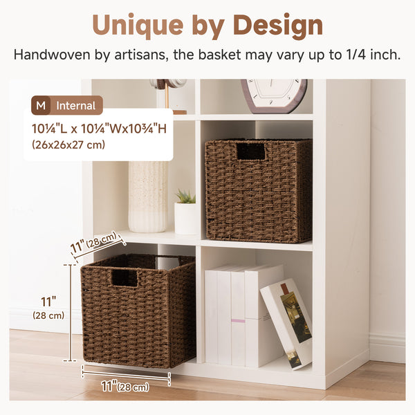 Paper Rope Wicker Storage Cube Baskets, Foldable