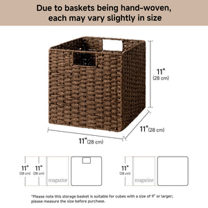 11 inch Foldable Paper Rope Wicker Baskets for Organizing