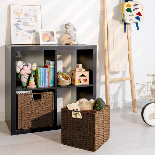 11 inch Foldable Paper Rope Wicker Baskets for Organizing