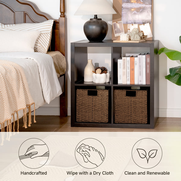 11 inch Foldable Paper Rope Wicker Baskets for Organizing