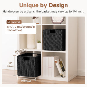 Paper Rope Wicker Storage Cube Baskets, Foldable
