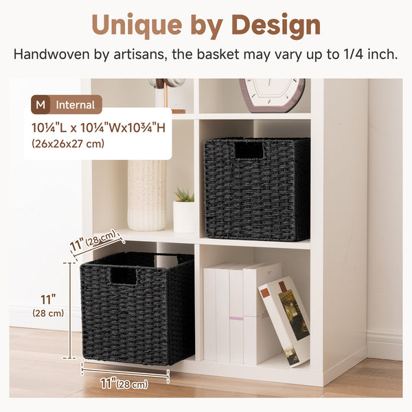 Paper Rope Wicker Storage Cube Baskets, Foldable