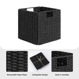 11 inch Foldable Paper Rope Wicker Baskets for Organizing