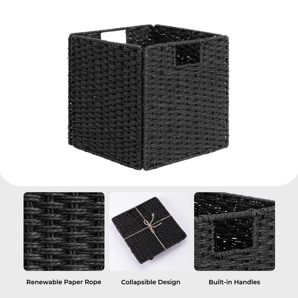 11 inch Foldable Paper Rope Wicker Baskets for Organizing