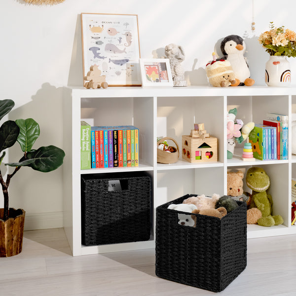 11 inch Foldable Paper Rope Wicker Baskets for Organizing