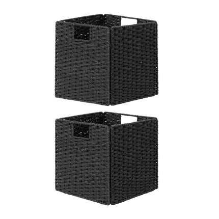 StorageWorks 11 inch Foldable Paper Rope Wicker Baskets for Organizing