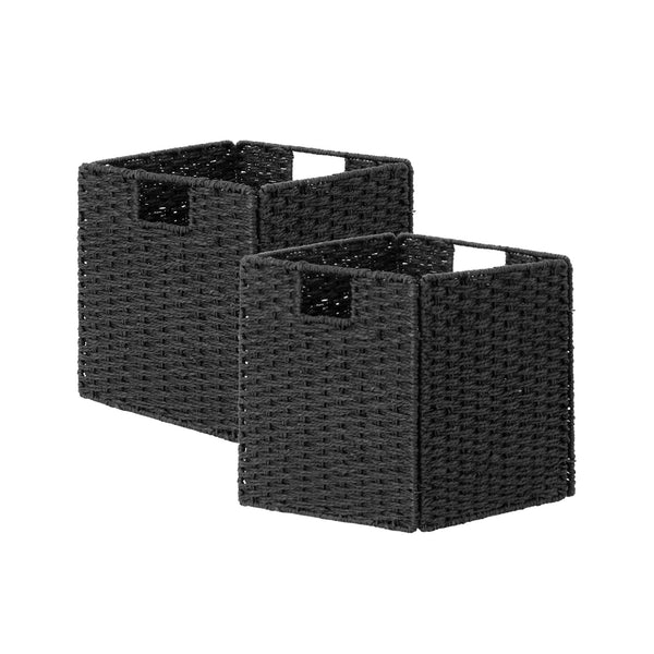 11 inch Foldable Paper Rope Wicker Baskets for Organizing